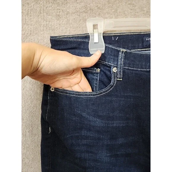 Lucky Brand Stevie High Rise Flare Jeans Women 14 32 Blue Dark Wash Stretch NWOT - Picture 3 of 10